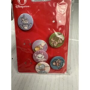 Disney Store Pin Trading Badge Set Of 6 Thumper Dumbo Chipmunks Tinkerbell